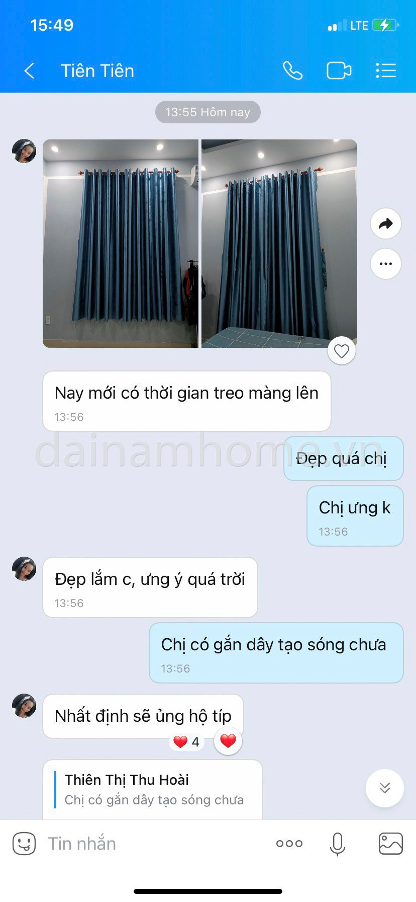 Đánh giá rèm cửa sổ chống nắng màu xanh lam Đại Nam Home