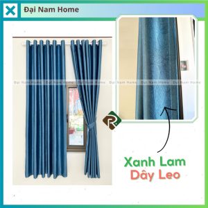 Rèm cửa màu xnah lam hoạ tiết dây leo được nhiều khách hàng yêu thích lựa chọn