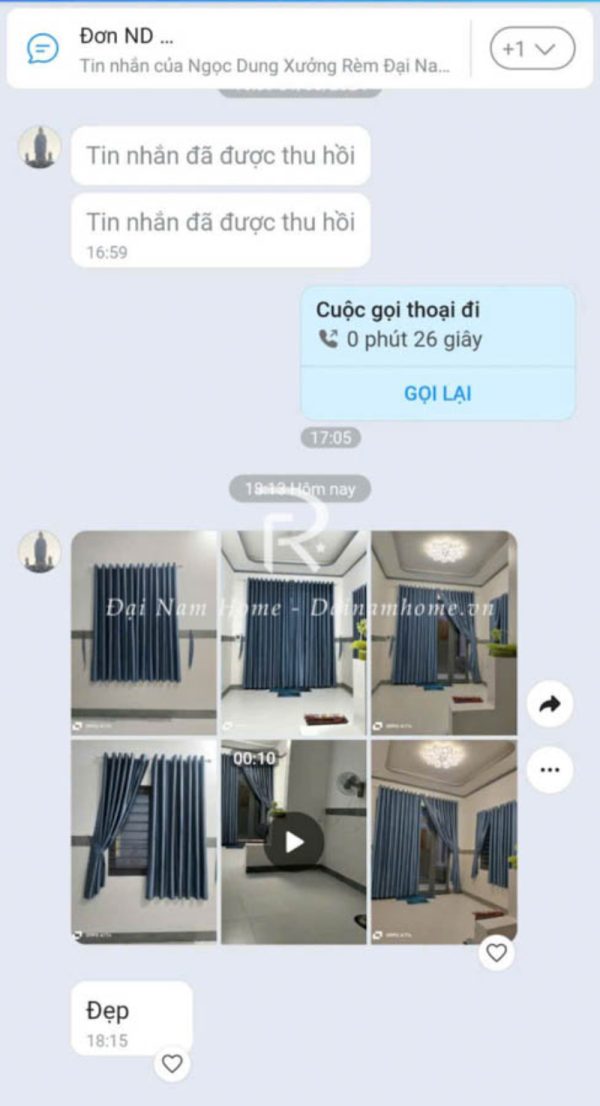 Feedback chất lượng rèm cửa Đại Nam Home