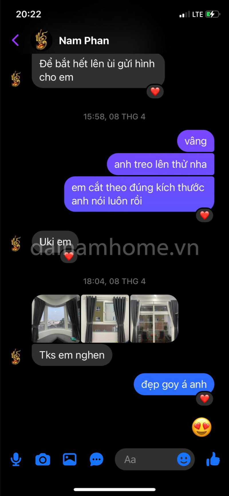 Feedback của khách hàng khi mua rèm cửa màu xám ghi nhà Đại Nam Home