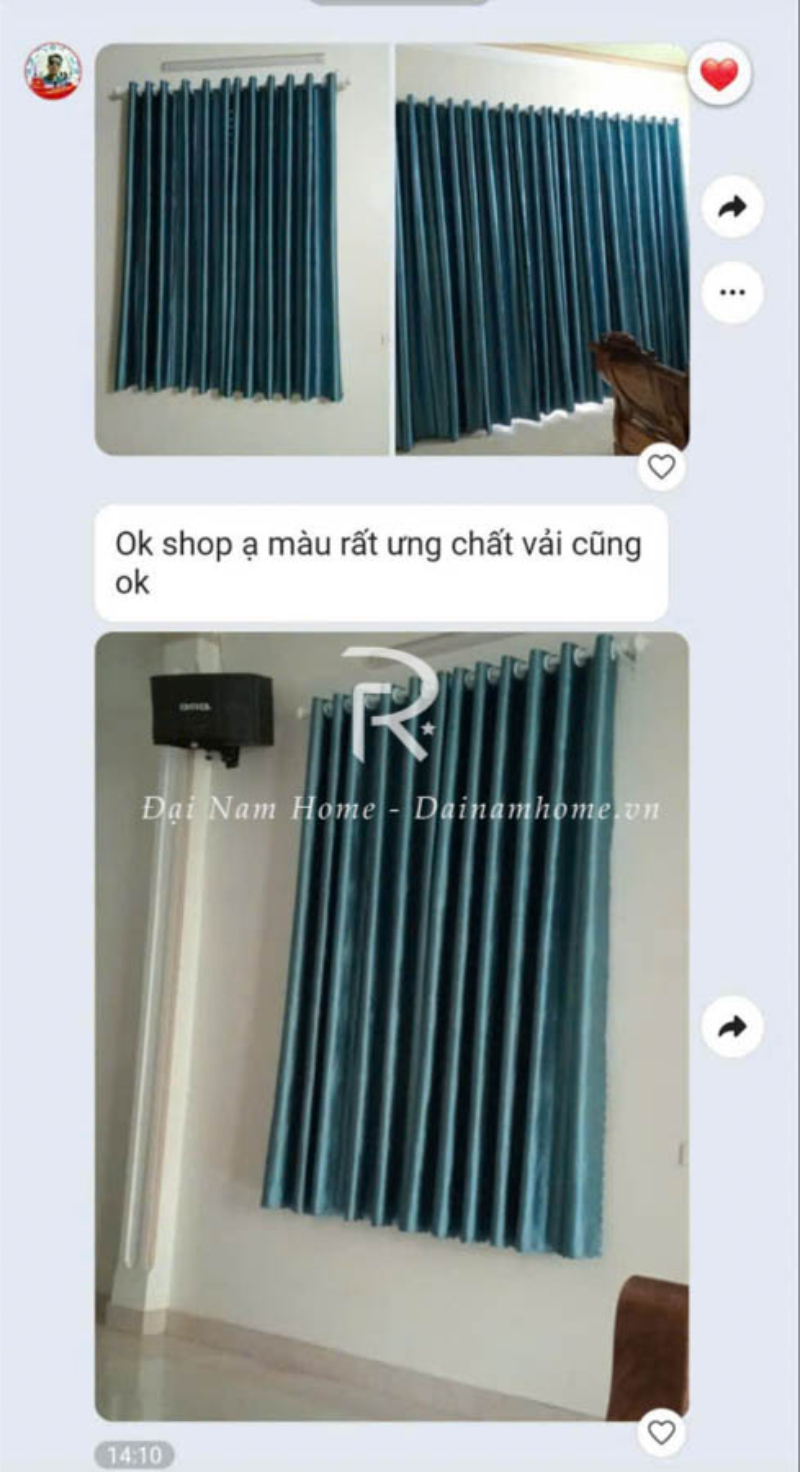 Đánh giá rèm của màu xanh lam từ khách hàng đã mua tại Đại Nam Home