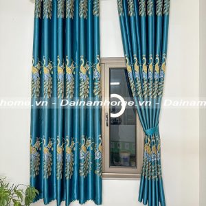 Rèm Thêu 3D Chim Công Lục