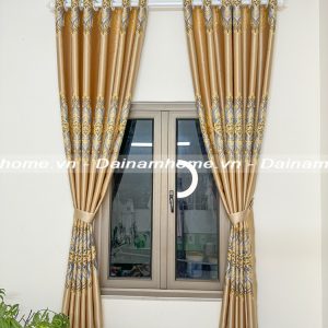 Rèm Thêu 3D Hoa đối Màu Vàng